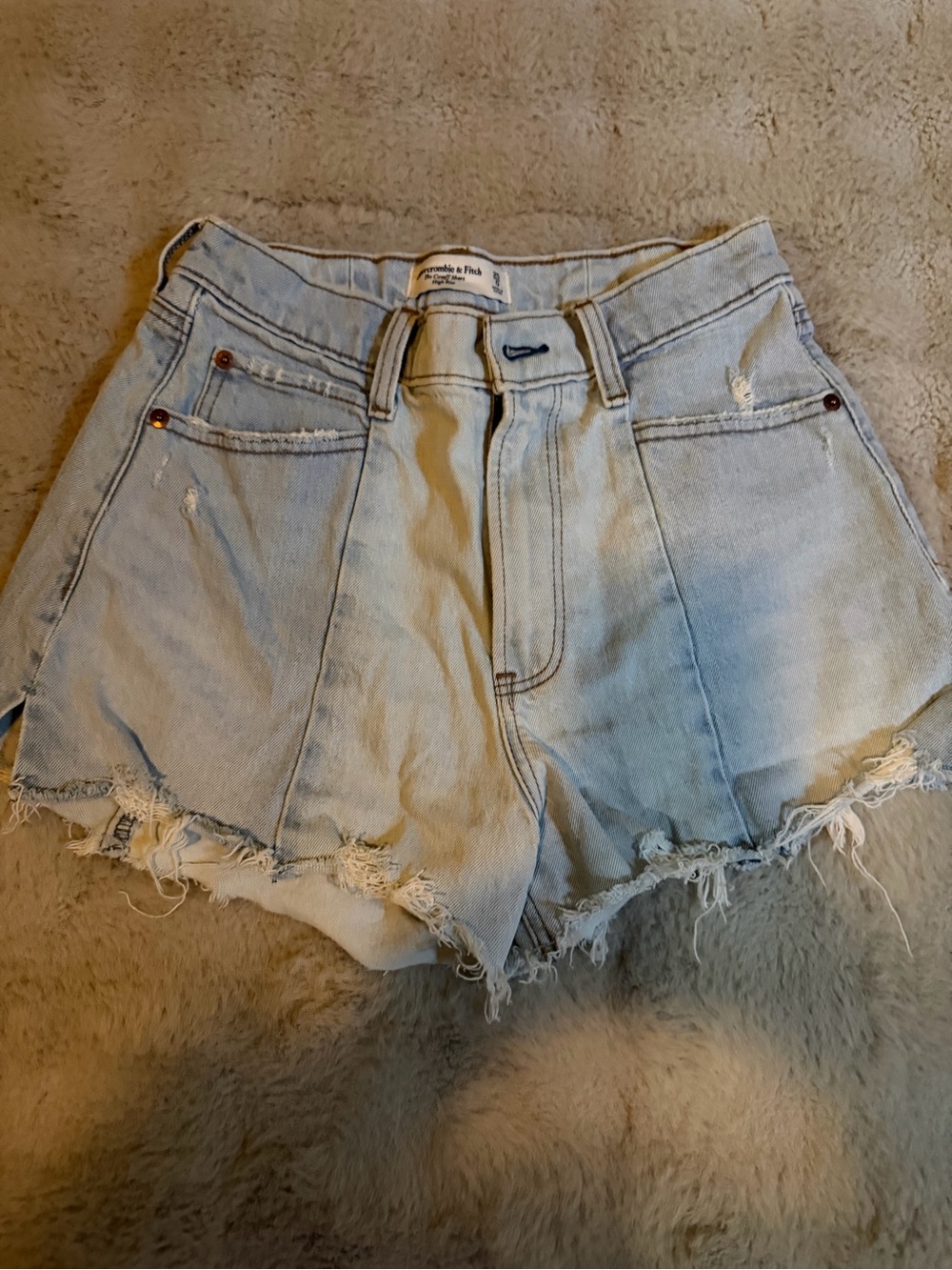 Abercrombie & Fitch Light Wash Distressed Denim Shorts
